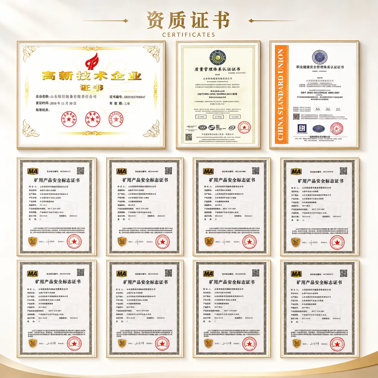 Ever-power Engineer Class Chain certification documents ISO Lloyd's ABS DNV